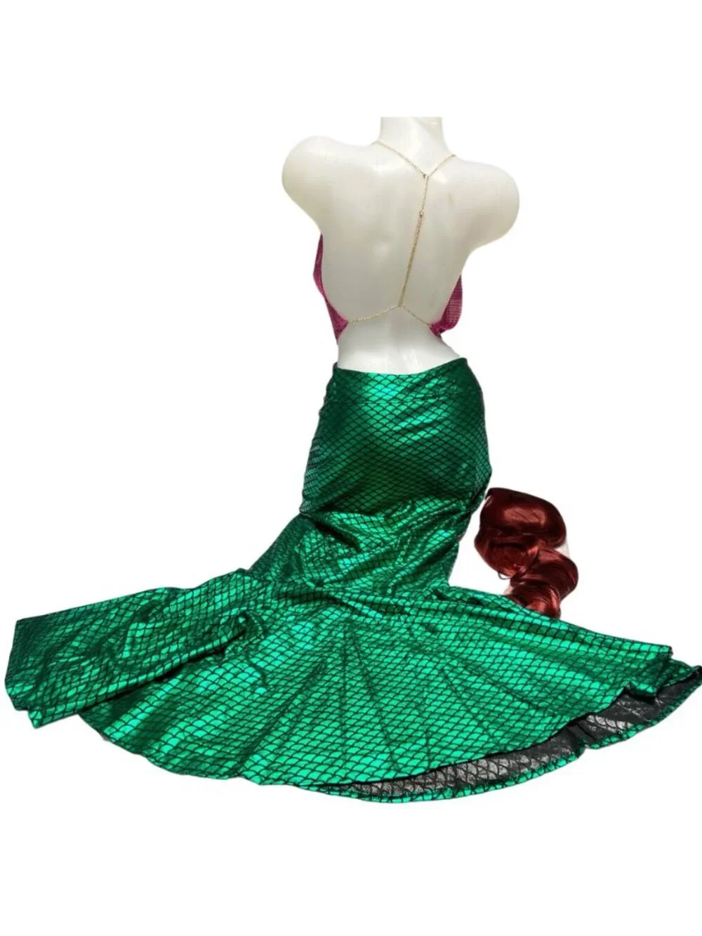 Mermaid Costume Sequin Ariel Mermaid Cosplay Costume Set Adult Size Large